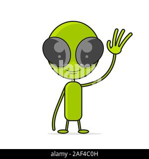 Alien vector. Alien cartoon character. Illustrations Suitable For Greeting Card, Poster Or T-shirt Printing. Stock Vector