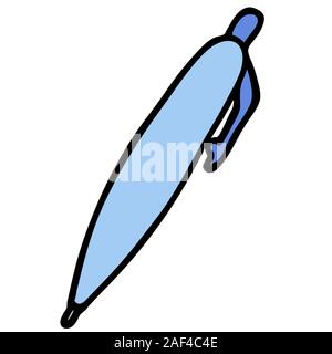 cartoon blue pen in doodle style. isolated stock vector illustration Stock Vector