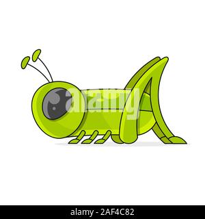 Cute Grasshopper Cartoon Illustrations Suitable For Greeting Card, Poster Or T-shirt Printing. Stock Vector