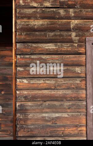 Weathered wooden planks on an old house. Stock Photo