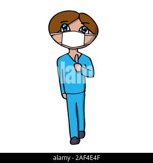 male surgeon in a mask with a scalpel in his hands. White background isolated cartoon stock vector illustration Stock Vector