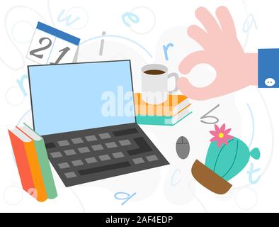 Vector illustration of copywriting, writing posts, bloggers, book writers and journalists. Concept on the topic of blogging and writing. Stock Vector