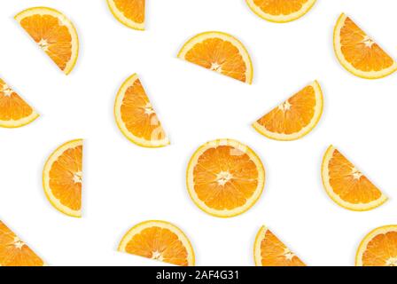 Fruit pattern of orange slices isolated on white background Stock Photo