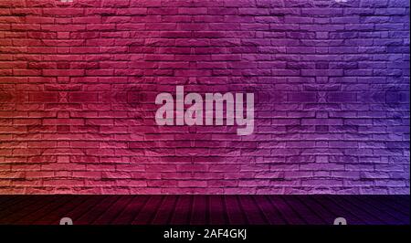 Studio room gradient background, red and blue gradient brick wall for modern design Stock Photo