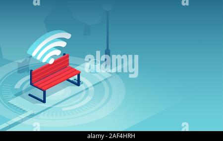 Free wireless service concept. Vector of a city bench with a wifi icon Stock Vector