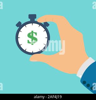 Vector of a businessman hand holding a stop watch with dollar sign Stock Vector