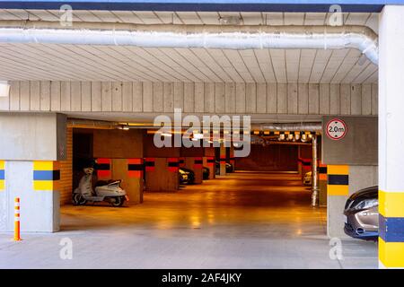 Underground car parking in business center Vilnius Stock Photo