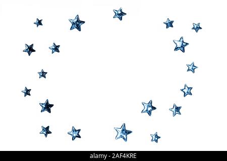 Beautiful shining silver stars with embossed transparent top arranged in  circle on isolated white background. Mockup for your design. Color of the  yea Stock Photo - Alamy
