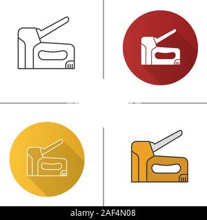 Construction stapler icon. Flat design, linear and color styles. Isolated vector illustrations Stock Vector