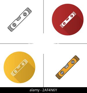Spirit level icon. Flat design, linear and color styles. Isolated vector illustrations Stock Vector