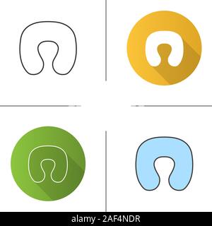 Neck pillow icon. Flat design, linear and color styles. Cushion. Isolated vector illustrations Stock Vector