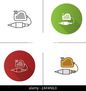 Plumb bob icon. Flat design, linear and color styles. Vertical plummet. Isolated vector illustrations Stock Vector