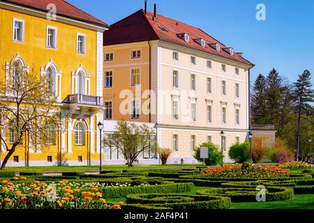 Garden and park at hotel building in Rogaska Slatina Stock Photo