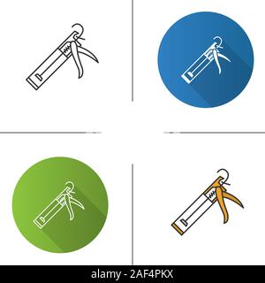 Caulking gun icon. Flat design, linear and color styles. Isolated vector illustrations Stock Vector