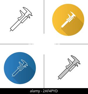 Slide gauge icon. Flat design, linear and color styles. Vernier caliper. Isolated vector illustrations Stock Vector
