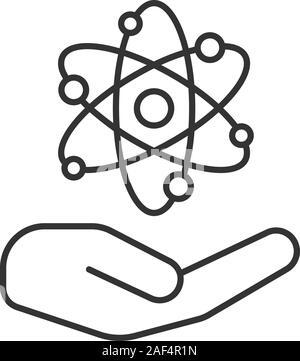 Open with atomic power sign linear icon. Thin line illustration. Atomic energy using. Contour symbol. Safe nuclear power. Vector isolated outline draw Stock Vector