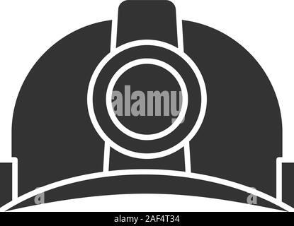 Industrial safety helmet glyph icon. Silhouette symbol. Hard hat. Negative space. Vector isolated illustration Stock Vector