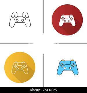 Gamepad icon. Flat design, linear and color styles. Joystick. Isolated vector illustrations Stock Vector
