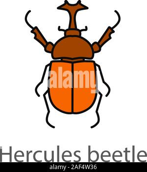 Hercules beetle color icon. Insect. Dynastes. Isolated vector illustration Stock Vector