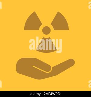 Open with atomic power sign glyph color icon. Atomic energy using. Silhouette symbol. Safe nuclear power. Negative space. Vector isolated illustration Stock Vector