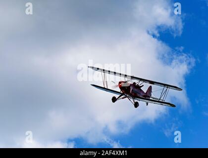 UK, Quorn - June 2015: G-Hatz Fixed wing single engine propeller plane making a Poppy Drop Stock Photo