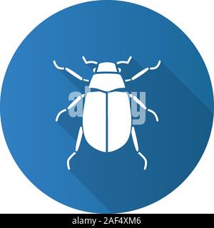 European chafer flat design long shadow glyph icons set. Melolontha. June bug. Vector silhouette illustration Stock Vector