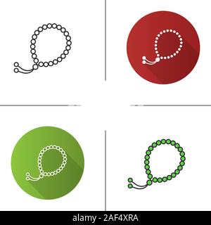 Misbaha icon. Flat design, linear and color styles. Dhikr. Tespih. Isolated vector illustrations Stock Vector