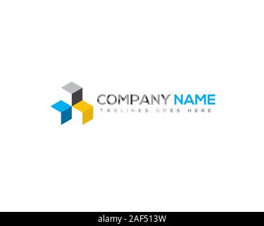 3 cube block in 3D effect Stock Vector