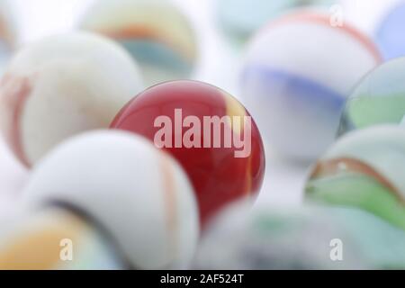 Marbles in a white box Stock Photo