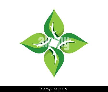 4 leaf forming a square log Stock Vector