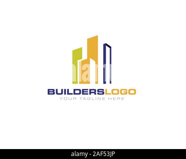 building construction structure skyscraper architecture silhouette logo icon template Stock Vector