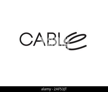 Typography wordmark of Cable Logo with stylistic letter E as a Wire Stock Vector