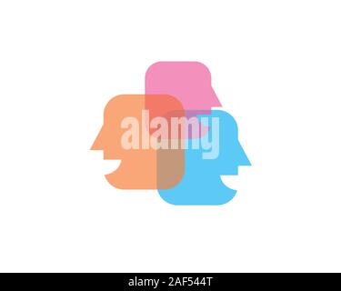 mask colorful transparent overlapped face icon Stock Vector
