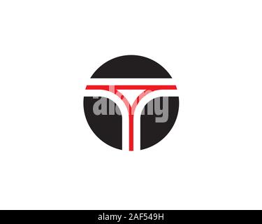 letter T section road logo Stock Vector