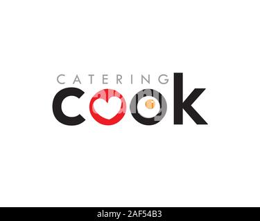 cook fire lettermark wordmark chef food with love and egg Stock Vector