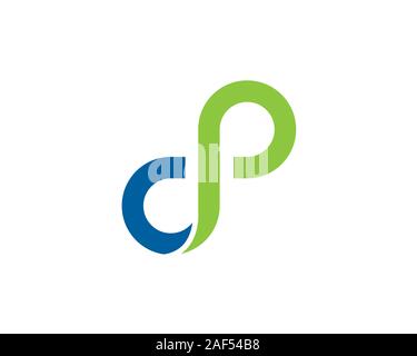 infinity d p letter green blue Stock Vector