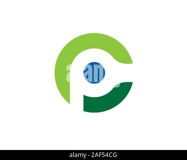 c p letter logo way round Stock Vector