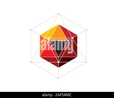 modern style triangular facet hexagon with wire connection Stock Vector