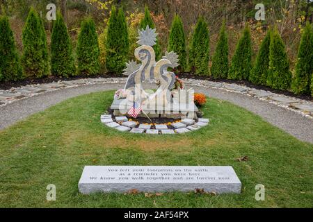 Schoharie, New York: Shrine erected to honor the twenty victims of the Schoharie Limousine Crash of October, 2018. Stock Photo