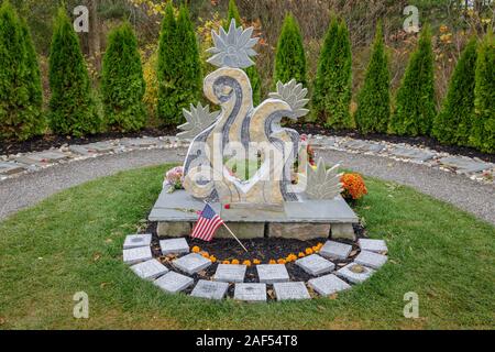 Schoharie, New York: Shrine erected to honor the twenty victims of the Schoharie Limousine Crash of October, 2018. Stock Photo