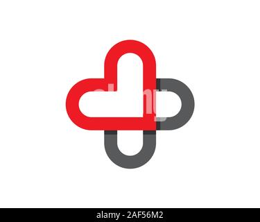 cross health symbol made of hearth liver Stock Vector