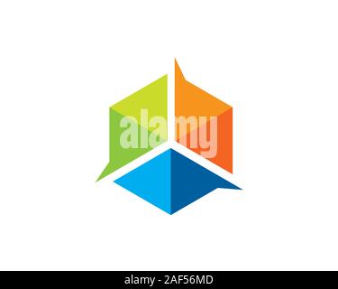 colorful hexagon chat bubble word Stock Vector