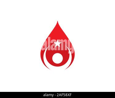 human holding star inside red liquid blood drops Stock Vector