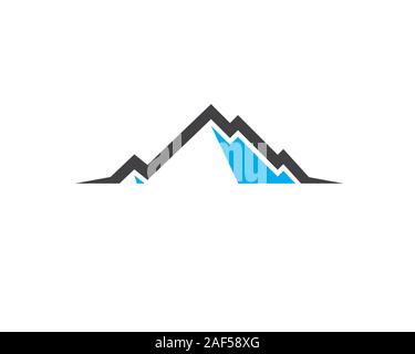 simple modern blue line mountain logo Stock Vector