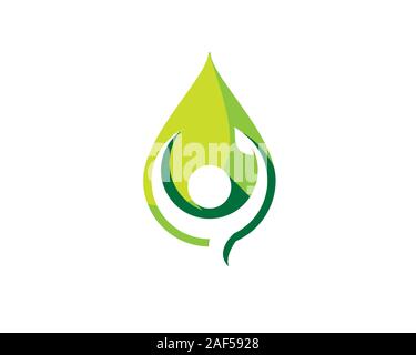 human holding leaf inside green big leaf Stock Vector