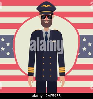 Pilot man in labor day vector design Stock Vector