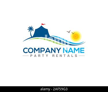 party circus tent rental logo Stock Vector