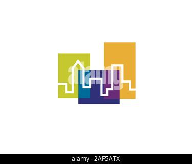 colorful city skyline Stock Vector