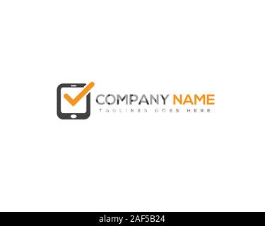 phone checkmark logo 2 Stock Vector
