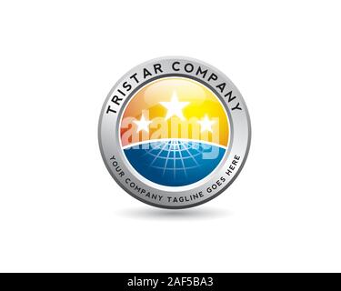three star emblem company logo Stock Vector